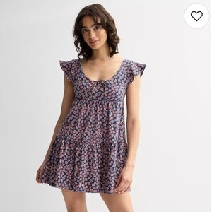 SO Blue and Pink Floral Kids Casual Dress